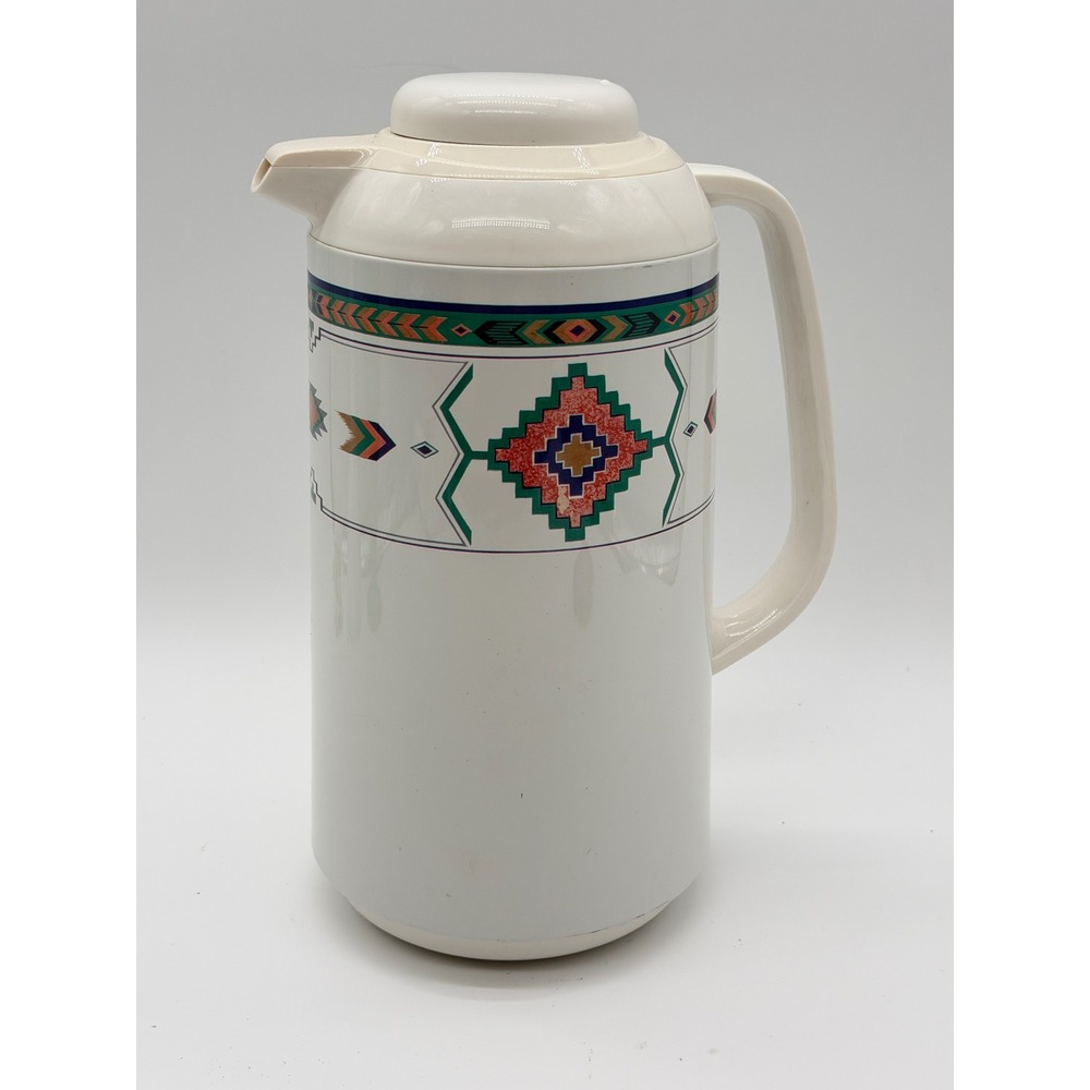 Studio Nova Vintage Thermal Carafe Southwestern Geometric White Pitcher 10.5in